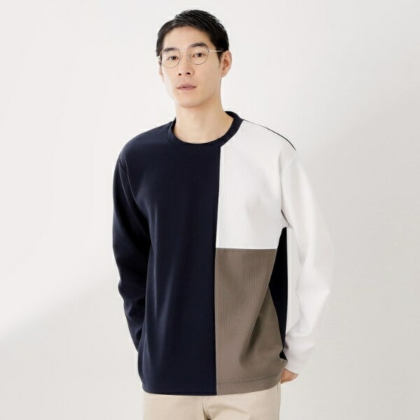 【一枚で着映える】パネルブロッキング長袖Tシャツ 【洗濯機OK】／ザ ショップ ティーケー（THE SHOP TK）