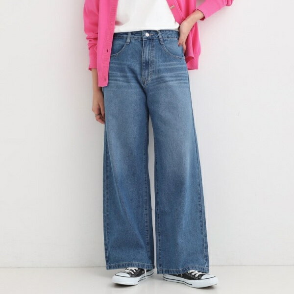 【SS-LL】脚のラインを拾いにくい デニムワイドパンツ／シューラルー（SHOOLARUE）のサムネイル