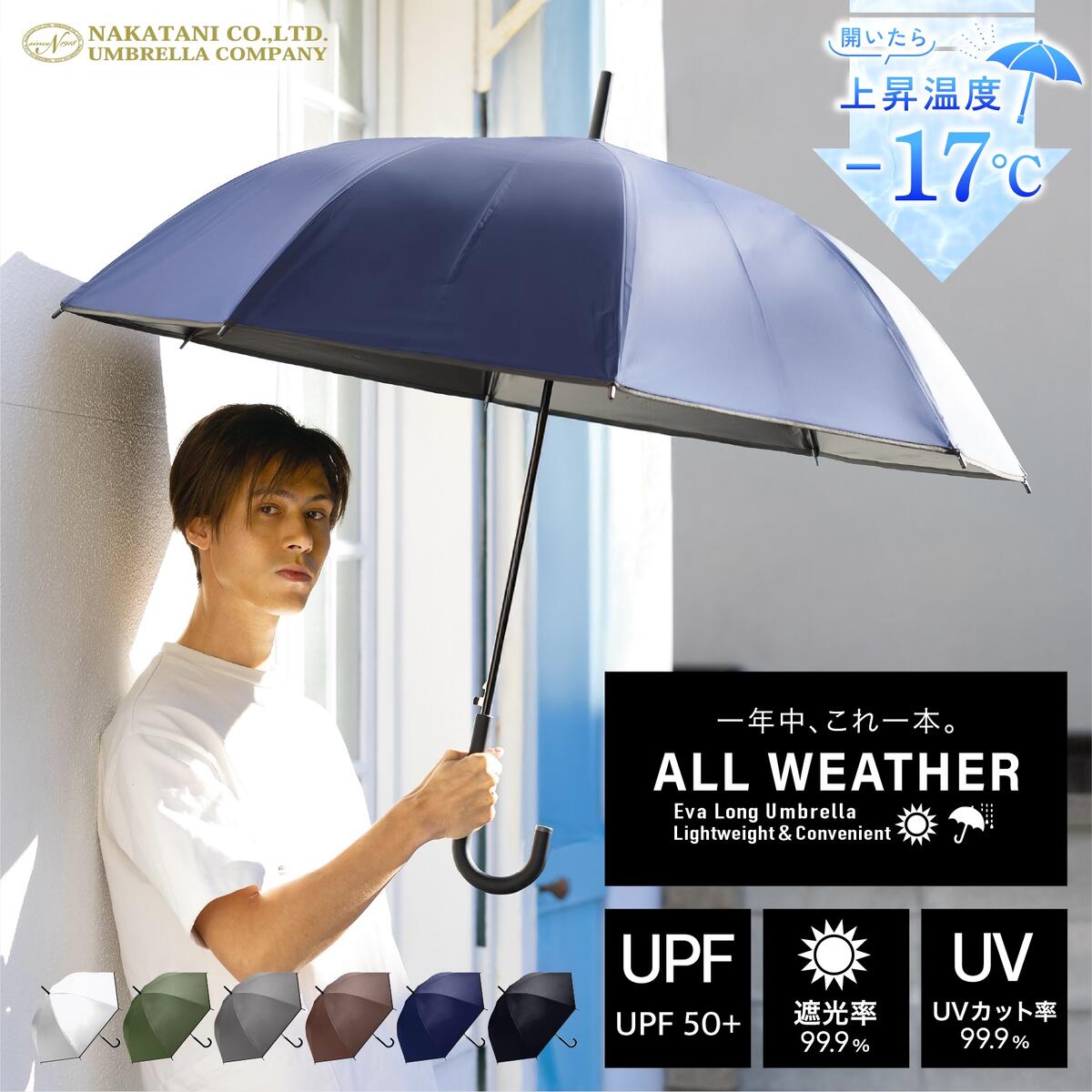 Unisex - 【業界初☆晴雨兼用ビニール傘】ビニール生地 日傘 完全遮光 メンズ日傘 大きめ UVカット100％／ナチュラルベーシック（Natural Basic）