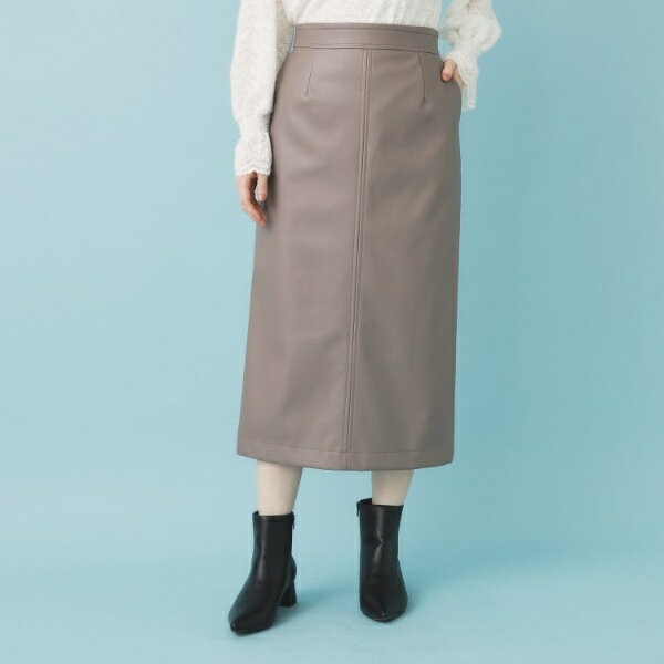 レザー調ストレッチAラインロングスカート【洗える】／インデックス（index）