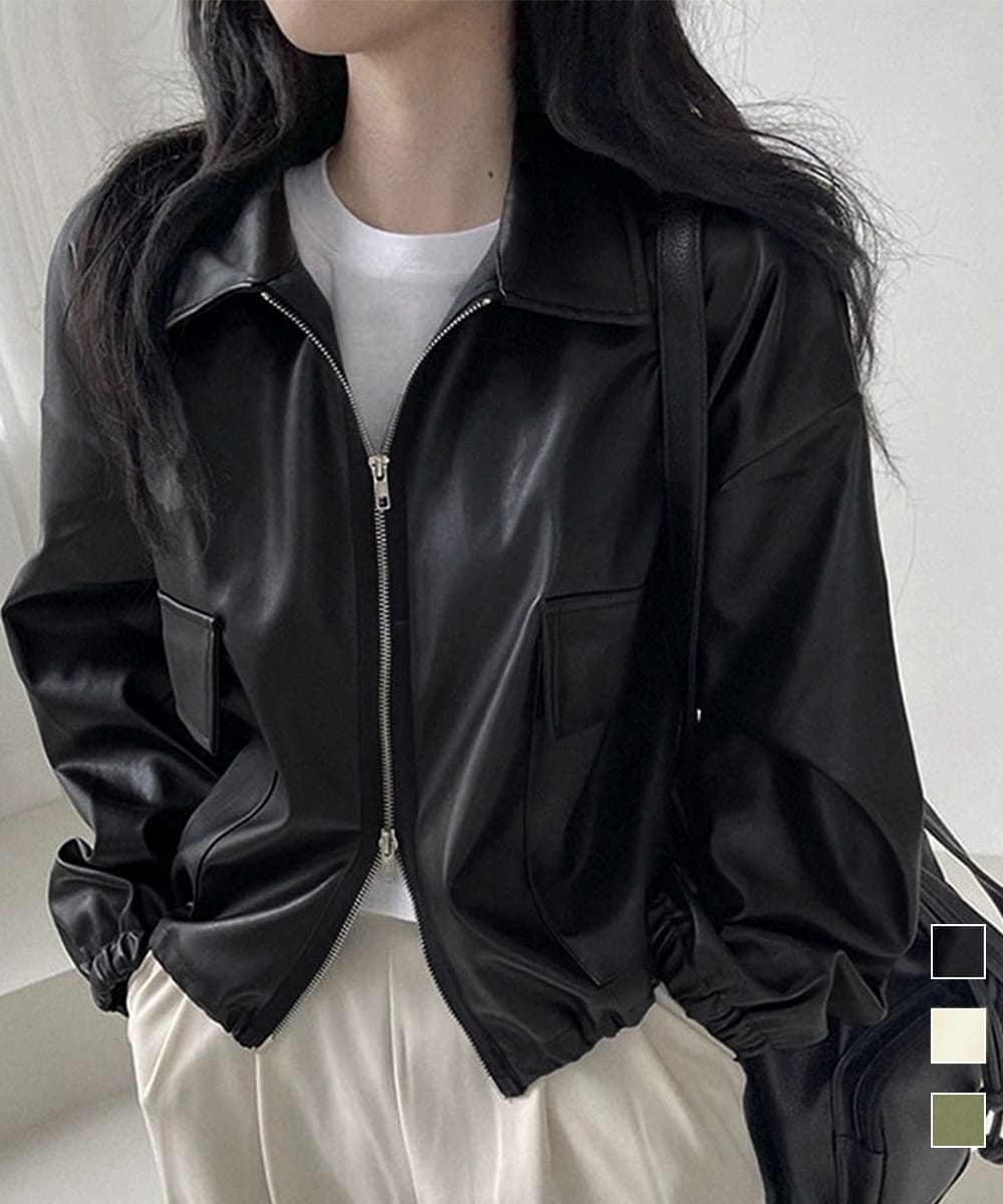 ダブルジップ ライダースジャケット韓国風／ミニミニストア（miniministore）