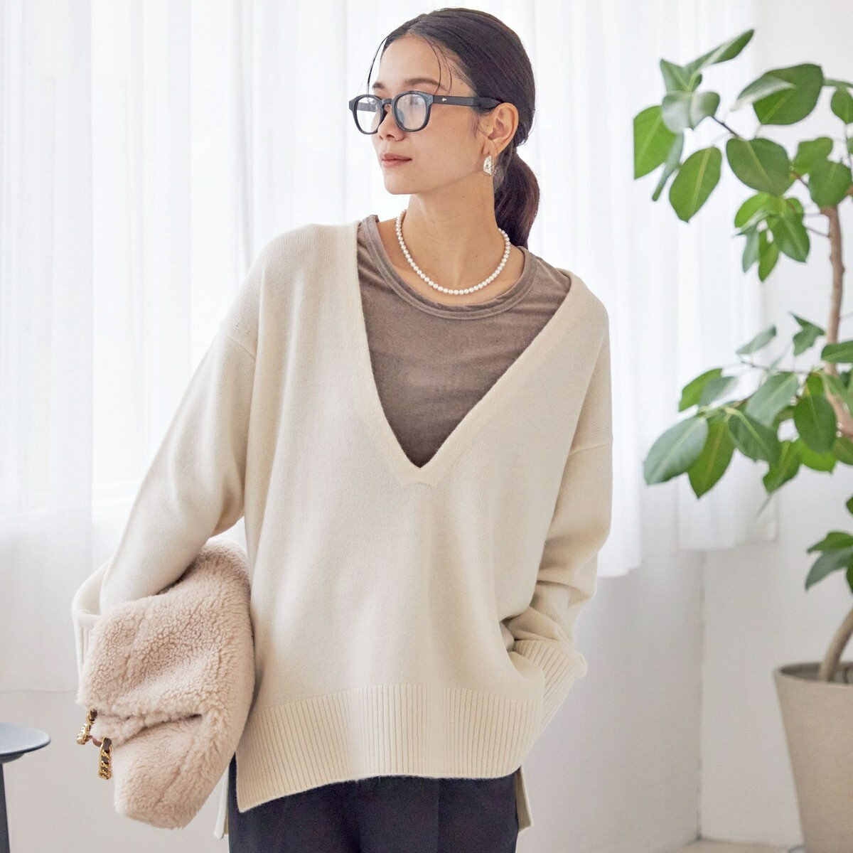 macphee マカフィー ウールカシミヤ Ｖネックニット MACPHEE（マカフィー） ニット セーター ラムカシミヤ Vネックプル