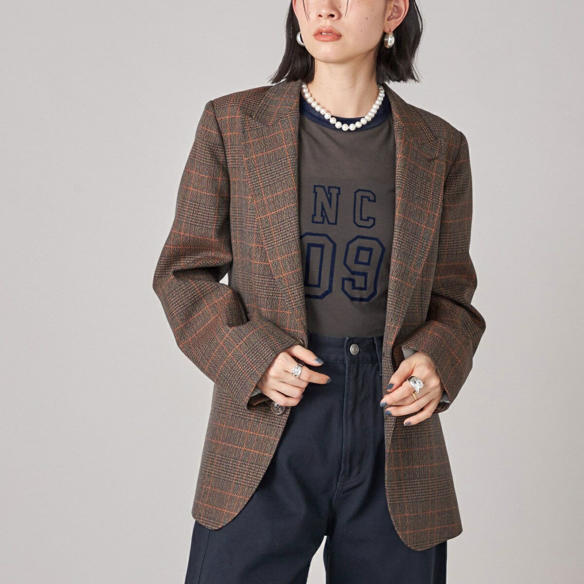 SHIPS NINE CASE: チェック テーラード ジャケット／シップス（SHIPS）