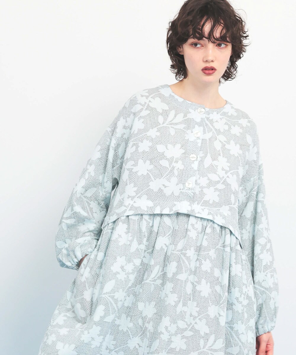 ルームウェア シュークリームガーゼ(R)フラワーステッチ／ナルエー（narue）