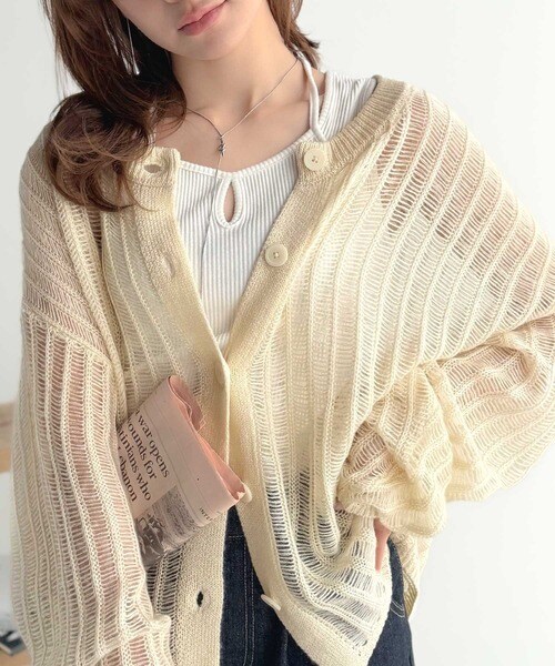 【2025AW新作】ふんわり×ゆるっと。前後2way針抜きリブ編みカーディガン（長袖）／クラシカルエルフ（Classical Elf）
