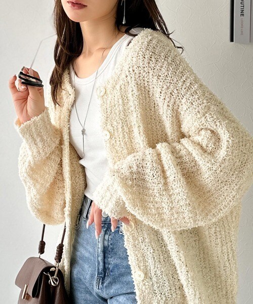 【2025AW新作】エアリーな抜け感。大人のリボンヤーン前後2wayニットカーディガン（長袖）／クラシカルエルフ（Classical Elf）