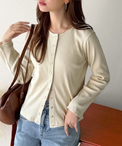 【2025AW新作】大人の余裕を纏う。前後2wayドットボタンリブ素材カーディガン（長袖）／クラシカルエルフ（Classical Elf）