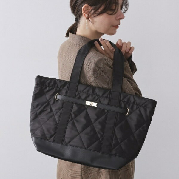 【A4サイズ対応】ダイヤキルティングスクエアビッグトートバッグ／オペークドットクリップ（OPAQUE.CLIP）