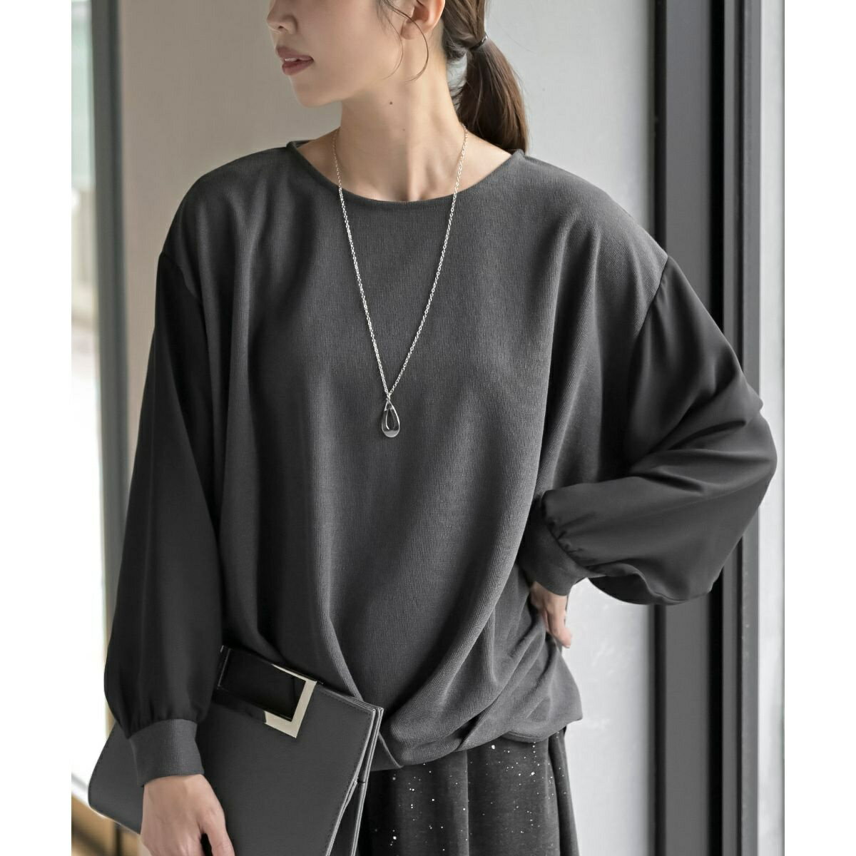 ネックレス付き異素材切替裾タックプルオーバー／アール・ピー・エス（r.p.s）