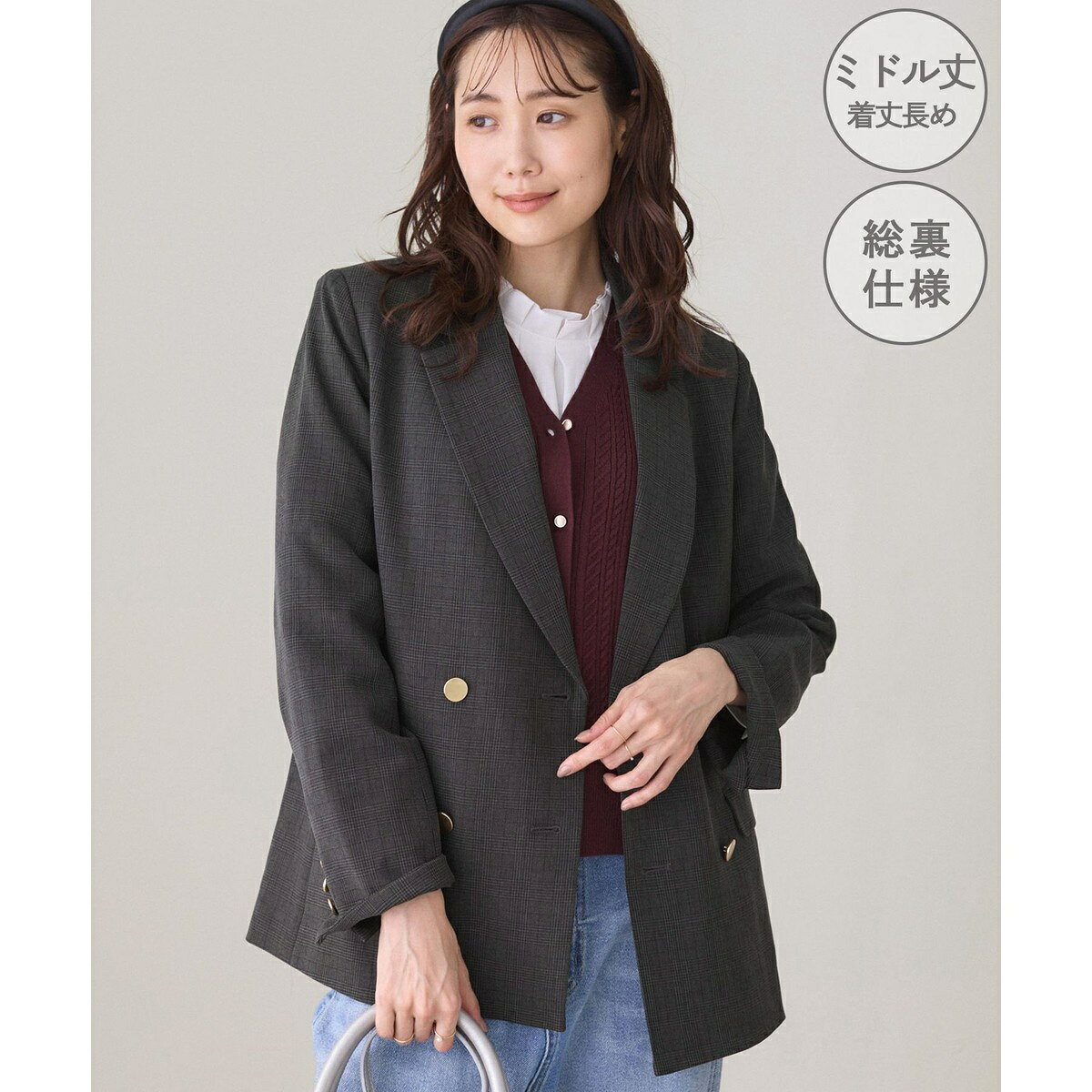 【WEB限定】レディハンサムシリーズ ウールライク金ボタンミドル丈ジャケット(総裏地)／ロペピクニック（ROPE' PICNIC） 0101marui-13027689 丸井(マルイ)楽天市場店 サンプル画像2
