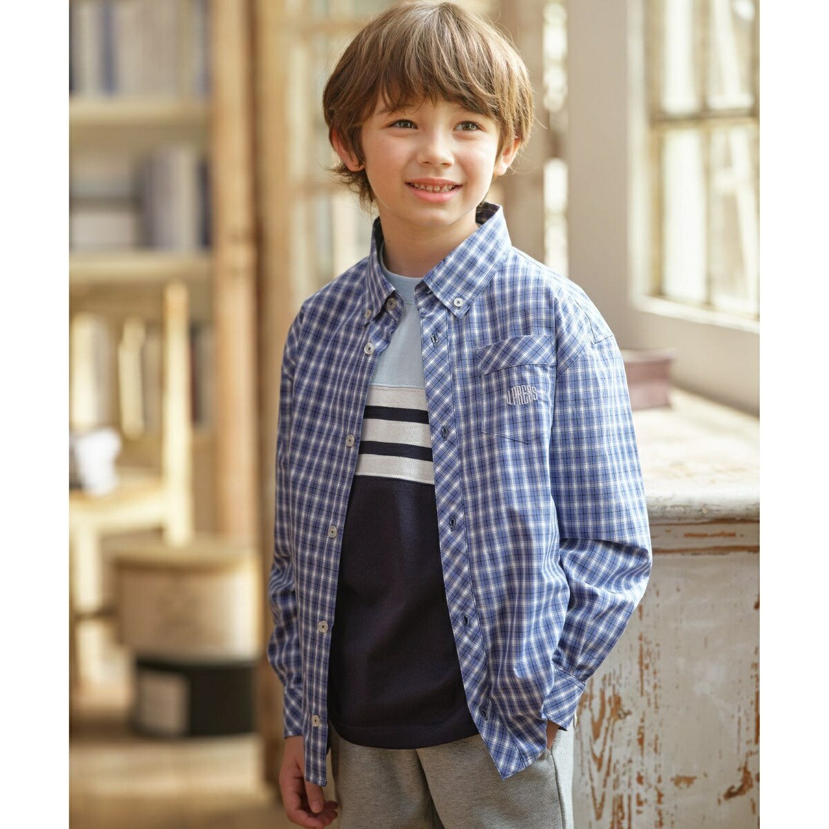 【110-130cm】オックス チェックシャツ／Jプレス（J.PRESS）