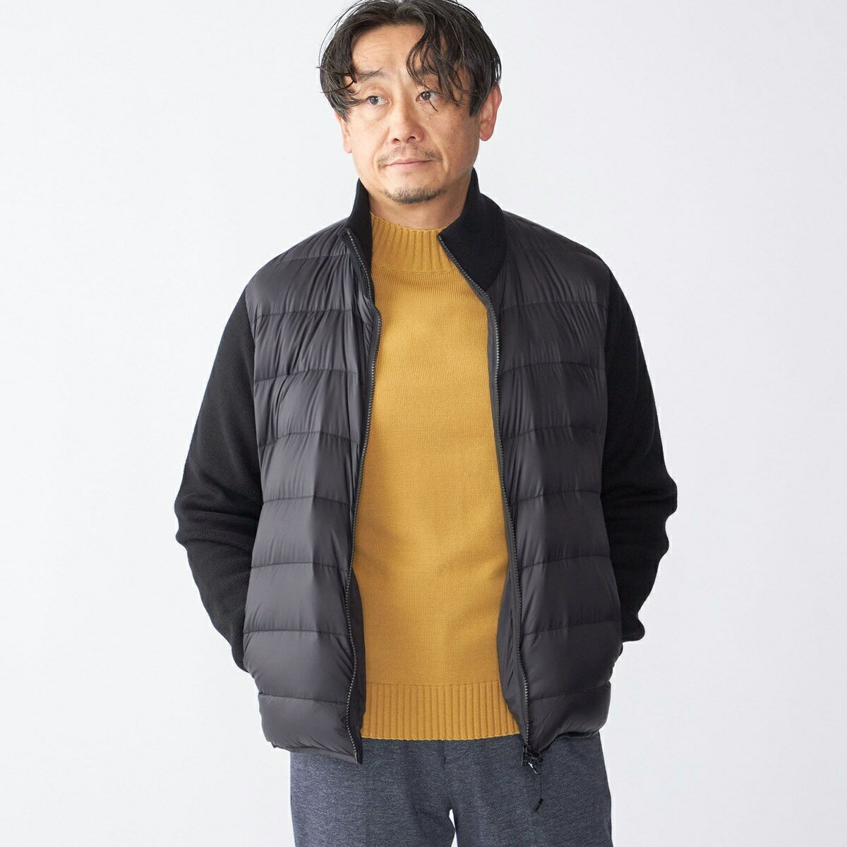 【WEB限定/SHIPS別注】TAION:〈手洗い可能〉ハイネック ダブルジップ ニットスリーブダウ／シップス（SHIPS）