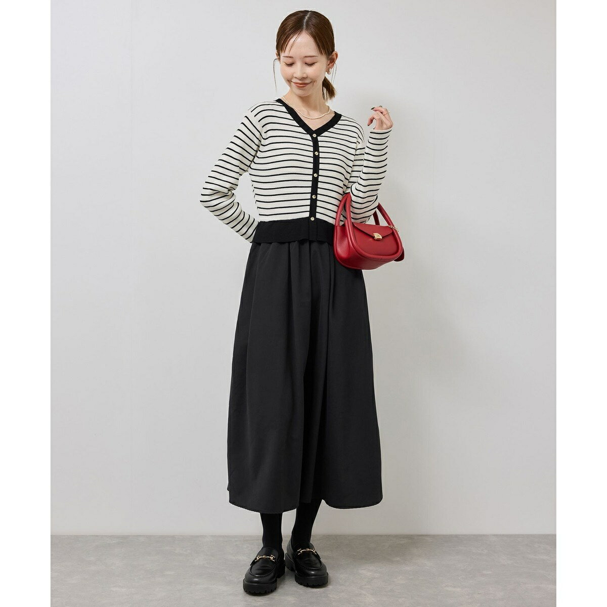 【新色追加】メタル釦ドッキングワンピース／ロペピクニック（ROPE' PICNIC）