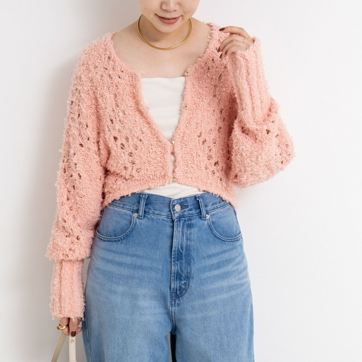 《手洗い可能》カットフェザーヤーン透かし柄2WAYカーディガン／ノーリーズ（NOLLEY'S）