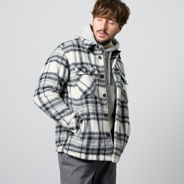 Wパッチポケット チェックブルゾン／ハイダウェイ（HIDEAWAYS）