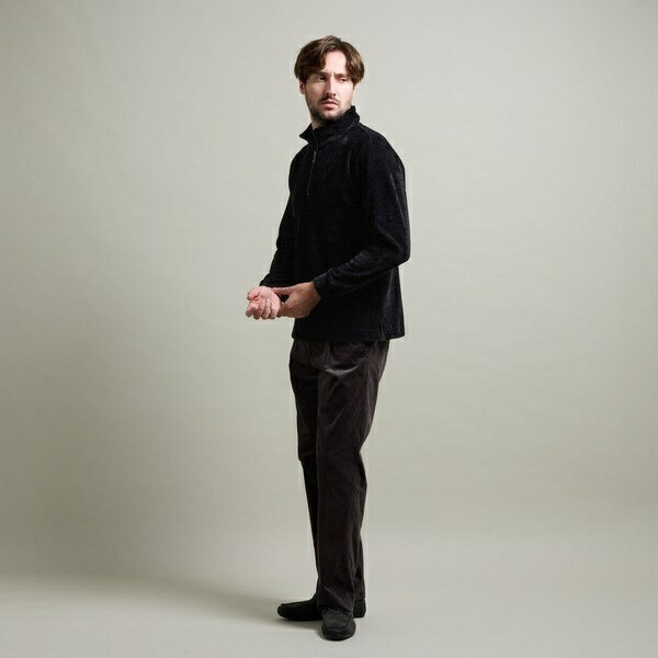 【HIDEAWAYS BLACK】モールブロックチェックスタンドハーフジッププルオーバー／ハイダウェイ（HIDEAWAYS）