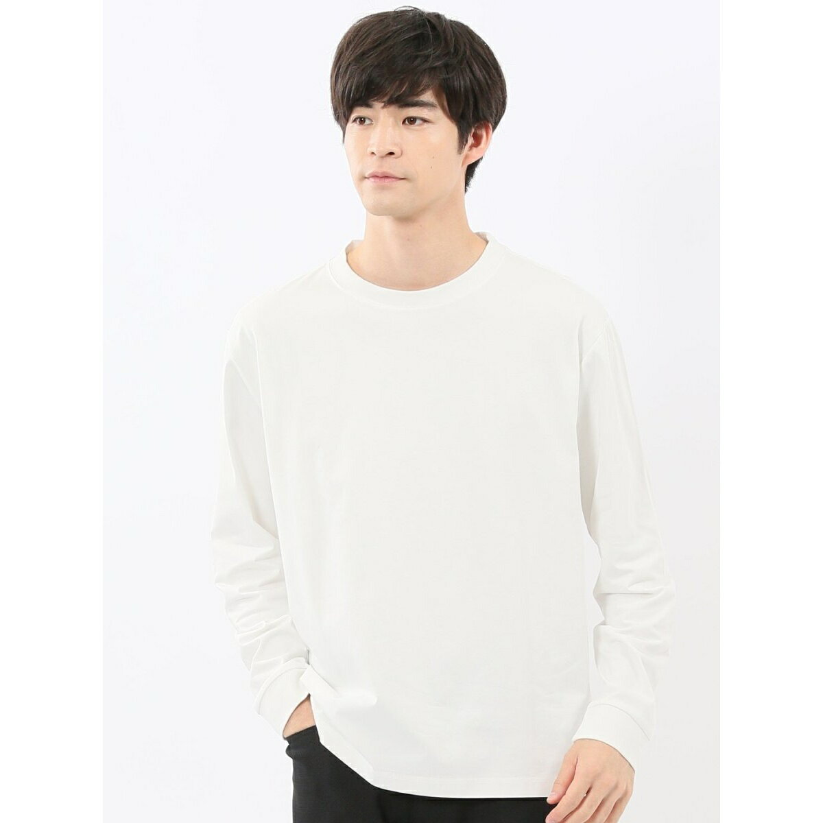 【綿混 ストレッチ】タカキュー ソロナ天竺 クルーネック 長袖Tシャツ／タカキュー（TAKA-Q）