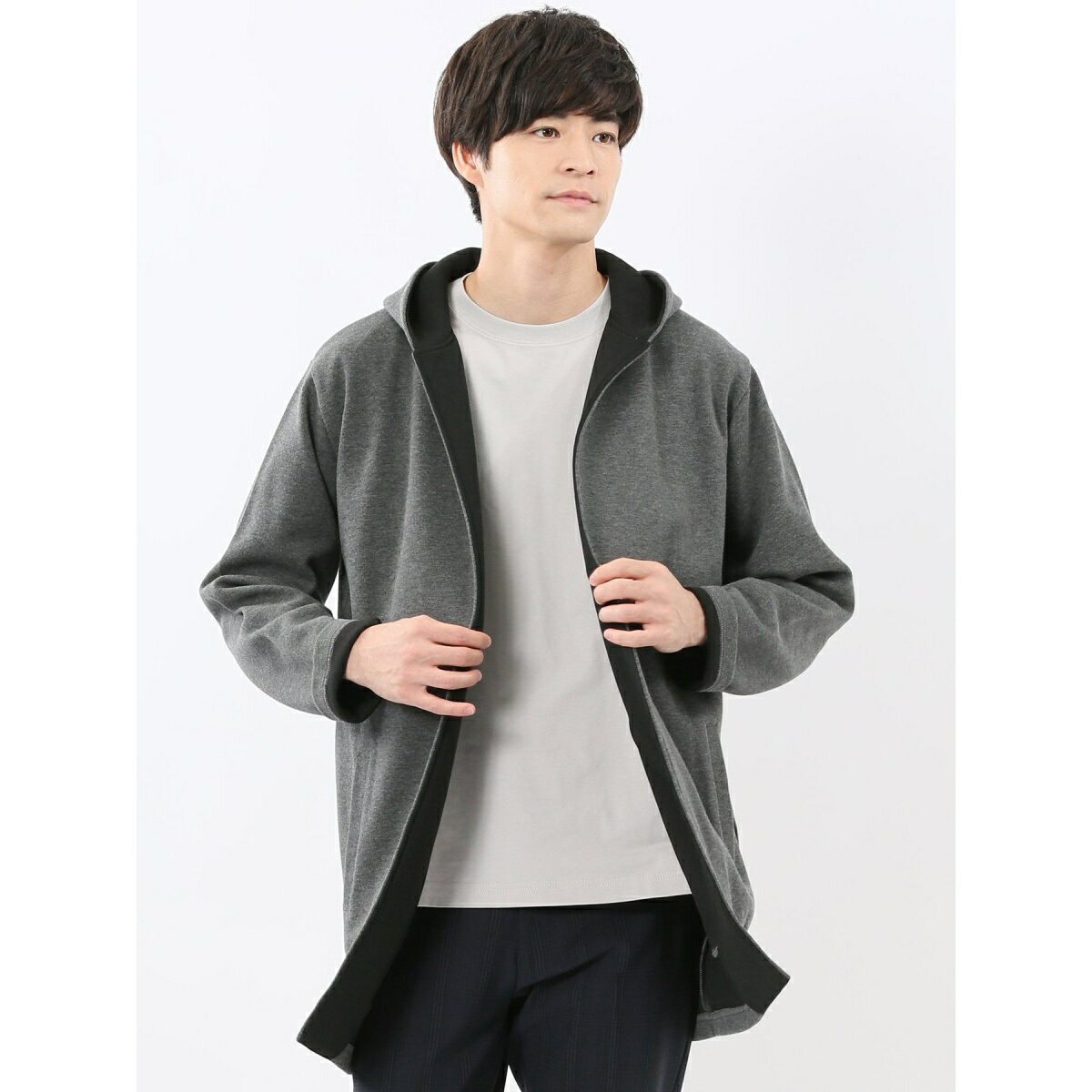 【羽織り ボタン無し】タカキュー ダブルフェイスカノコ フーディガン／タカキュー（TAKA-Q）