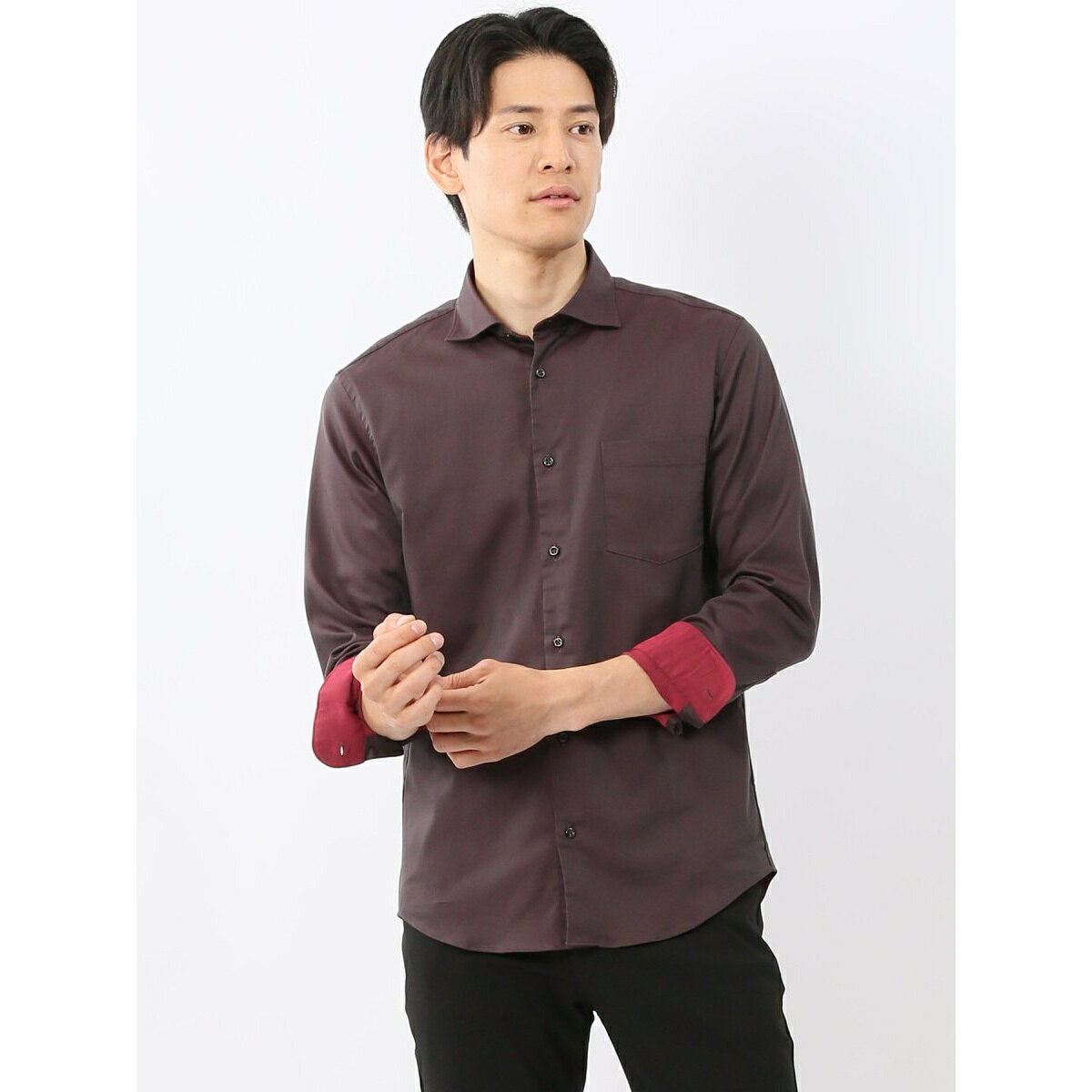 【 ストレッチ 綿混】タカキュー ソラーロ ワイドカラー長袖シャツ／タカキュー（TAKA-Q）