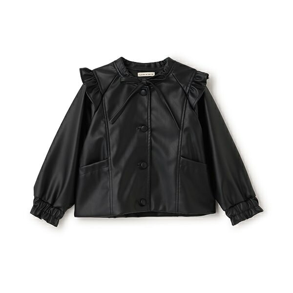 【やわらか合皮】ノーカラージャケット【子供服】【キッズ】【女の子】／リセマイ...