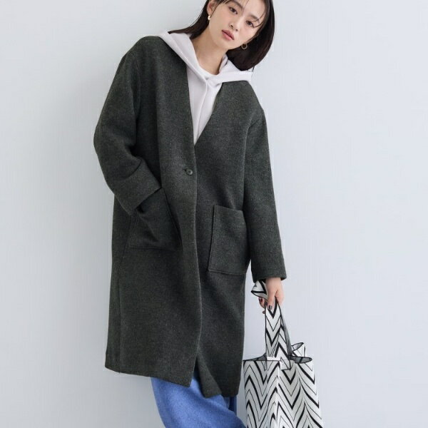 【軽量／ウール混】ライトフォルム ロングコート／インディヴィ（INDIVI）