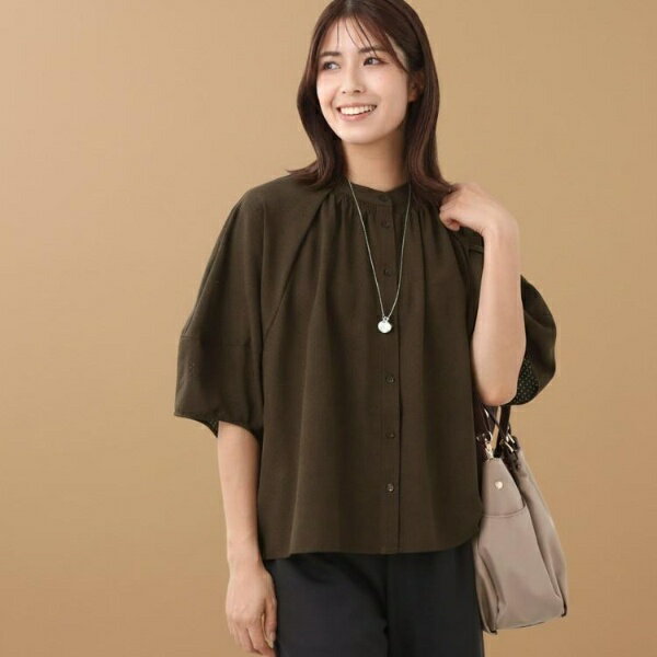 【体型カバー／ゆったり着られる◎】バンドカラー七分袖ブラウス／リフレクト（Reflect）