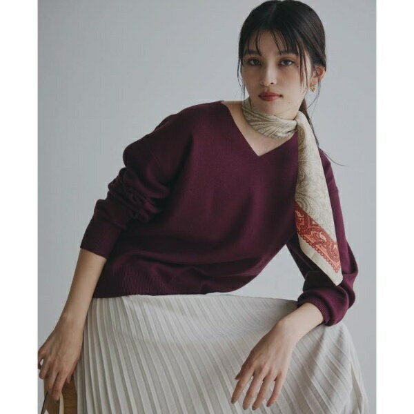 【すっきりシルエットが叶う】大人のためのVネックニット毛玉になりにくい静電気防止洗濯機OK／ザ ショップ ティーケー（THE SHOP TK）