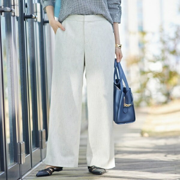 【褒められパンツ／ウール混】ウォームウール ワイドパンツ／インディヴィ（INDIVI）