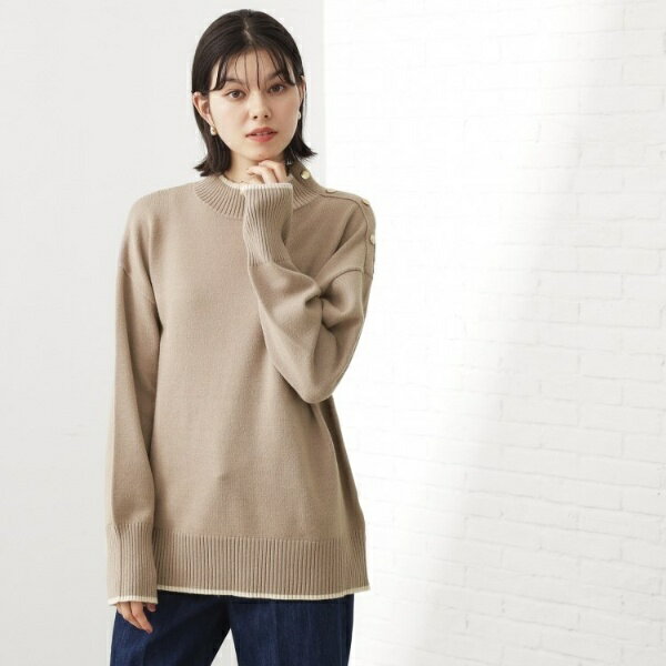 【インしないで着られる】金ボタン ハイネックニット毛玉になりにくい静電気防止洗濯機OK／ザ ショップ ティーケー（THE SHOP TK）