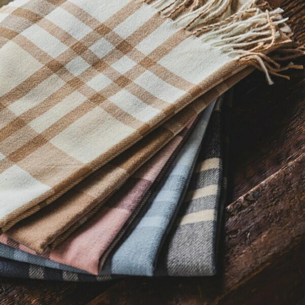 【洗濯可】クリーミータッチ60幅チェックストール／イッツデモ（ITS'DEMO）