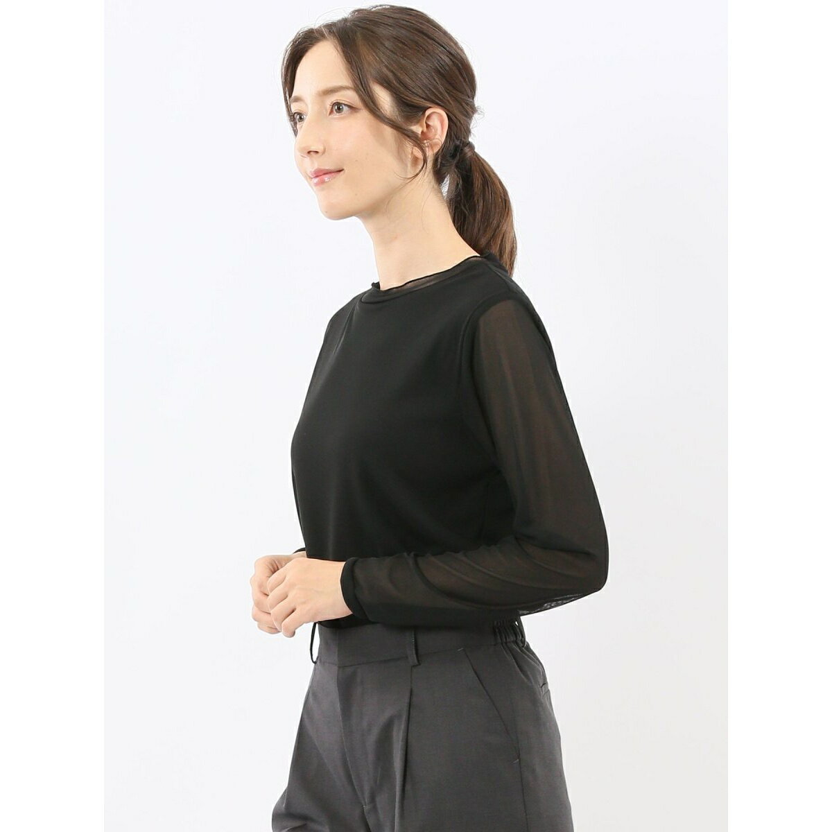 【ストレッチ】タカキュー シアー重ね 長袖プルオーバー／タカキュー（TAKA-Q）