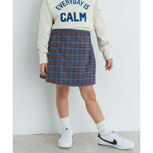 [型番：DRA7-34G271]150サイズはWEBと一部店舗での取り扱いです。【秋らしいチェック柄のスカート見えキュロットが登場】チェック柄で一気に秋らしさが出せる巻きスカート風のキュロットをお作りしました。スカートの可愛さとショートパン...
