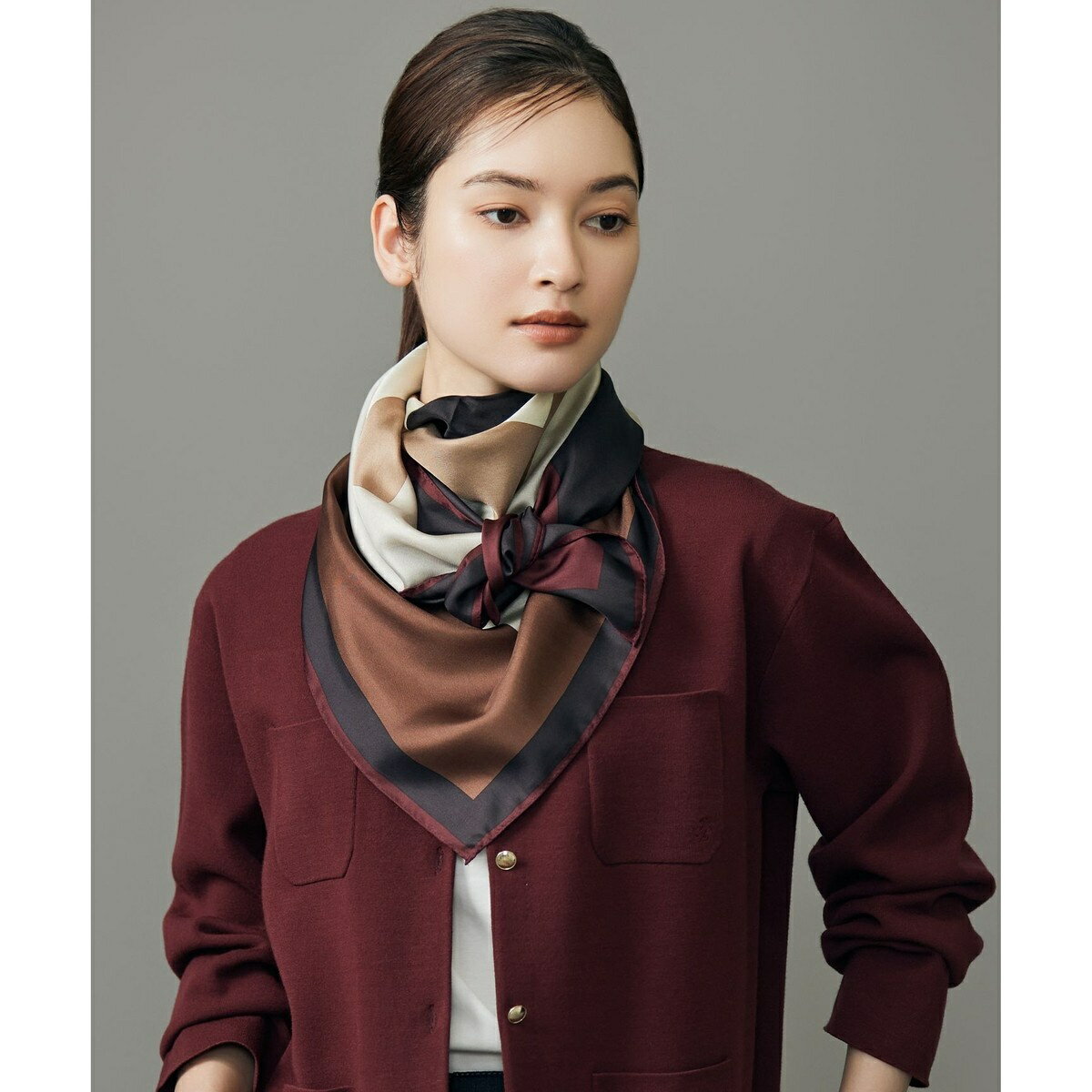 【カタログ掲載】カラーブロックシルク スカーフ／自由区（JIYU-KU）