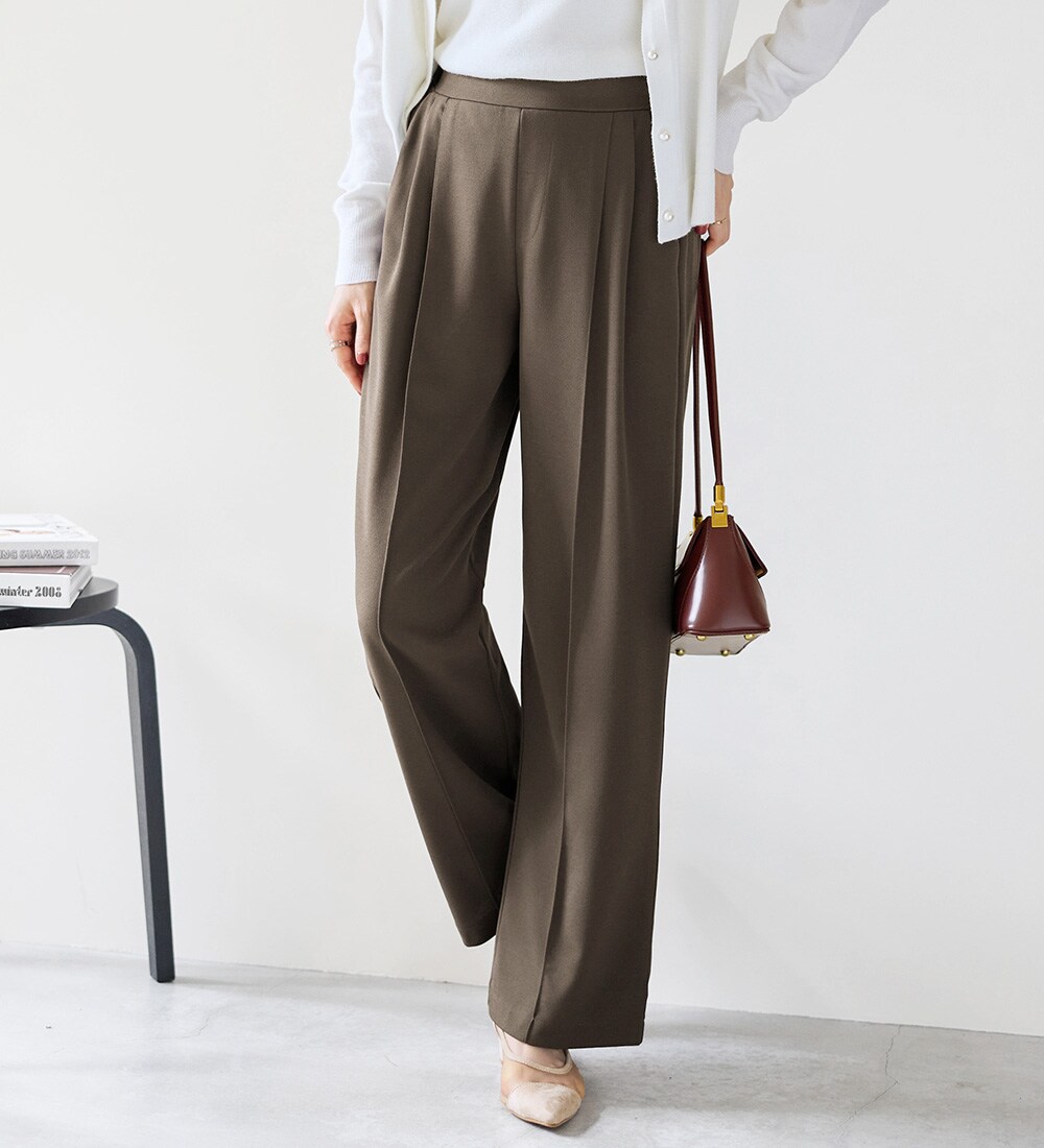 【ラクして美脚】ストレッチ素材セミワイドパンツ／アロッタ（alotta）