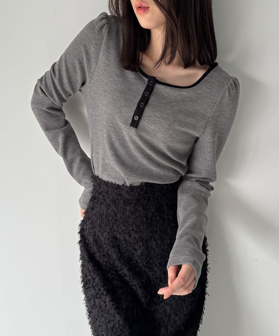 前後2way長袖パフスリーブカットソー／ジュノア（JUNOAH）