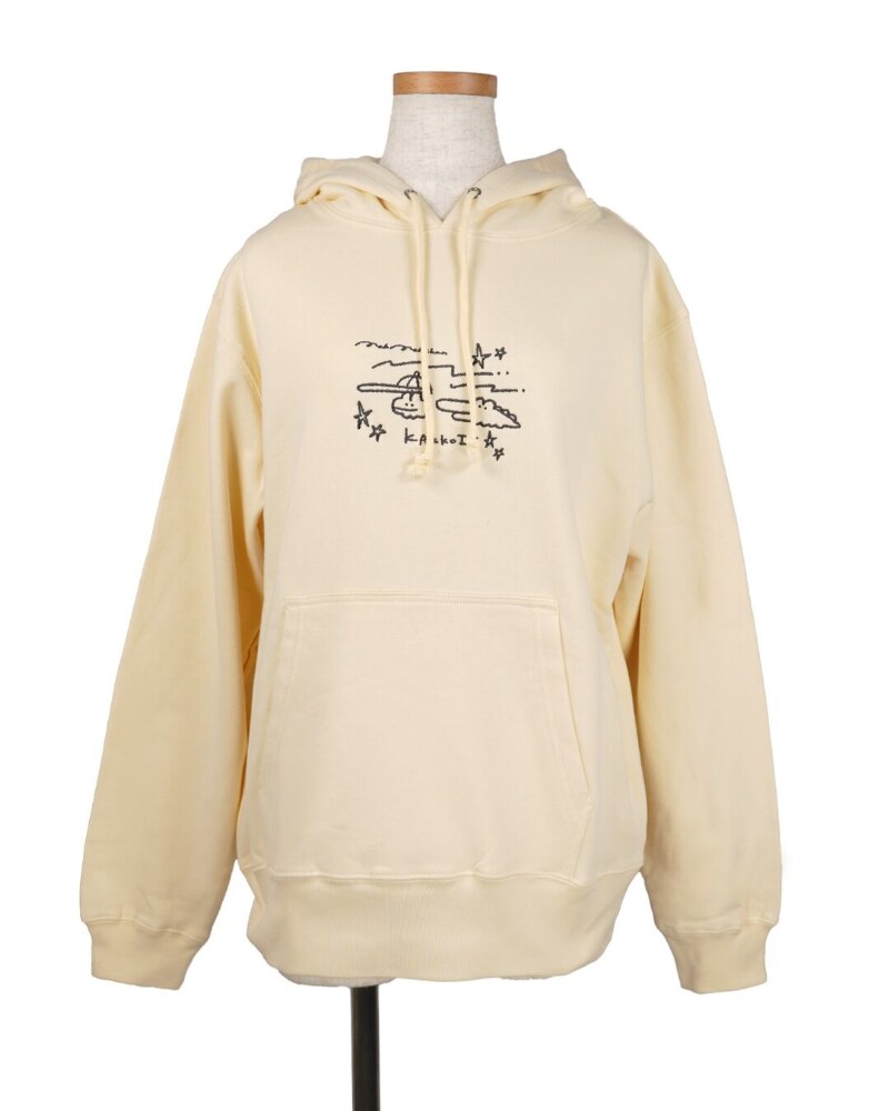 MK588　kakkoii刺繍パーカー／ナチュラルXL／もくもくちゃん（MokMokchan）