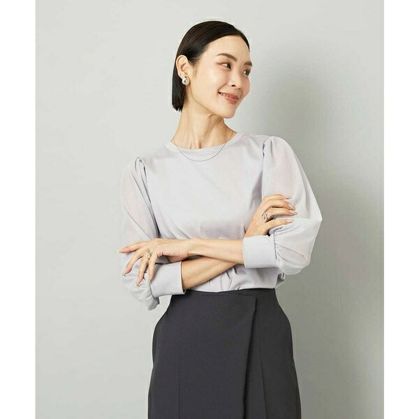 [小さいサイズ]ラメチュールスリーブ異素材カットソー／ミッシェルクラン（MICHEL KLEIN）