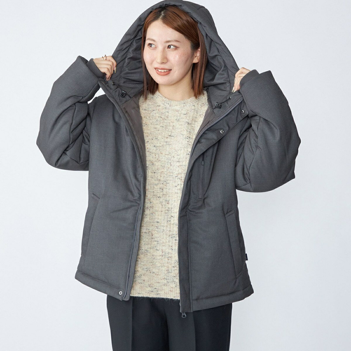 【WEB限定】SHIPS: 中綿 ウールブレンド パデッド フード ジャケット／シップス（SHIPS ...