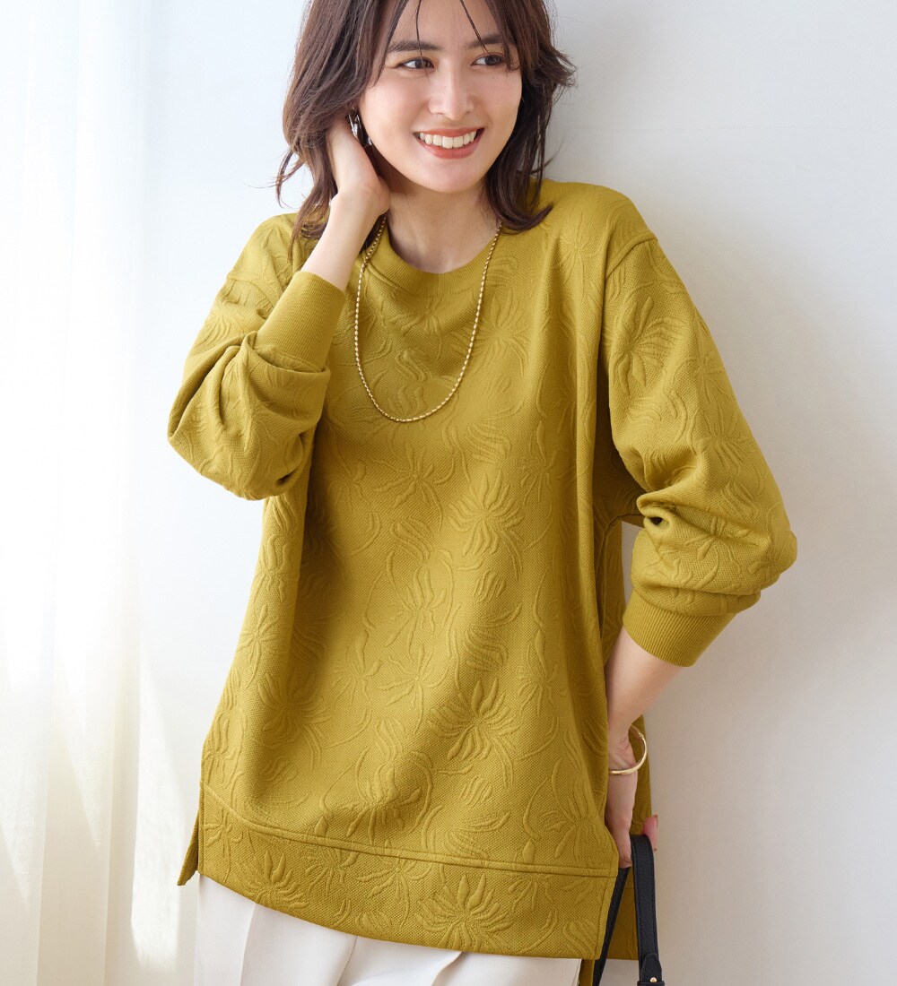 すっきり見え花柄ジャカードチュニック／ヴィオラエヴィオラ（viola e_viola）