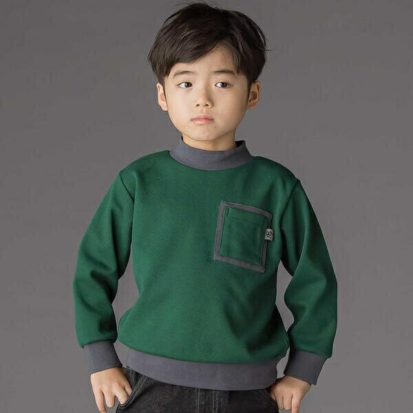 Other - 配色モックネックトレーナー(95~150cm)／ベベ プチ ポワ ヴェール（BeBe Petits Pois Vert）