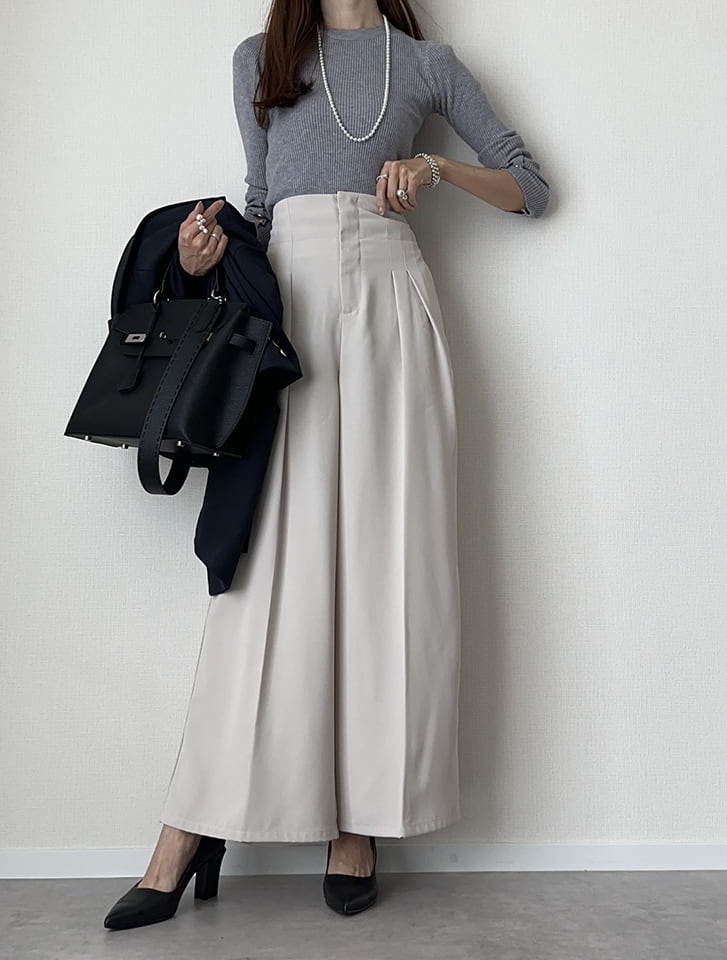 【U150〜Lサイズあり】ポケット付ハイウエストスラックスパンツ／フィフス（fifth）のサムネイル