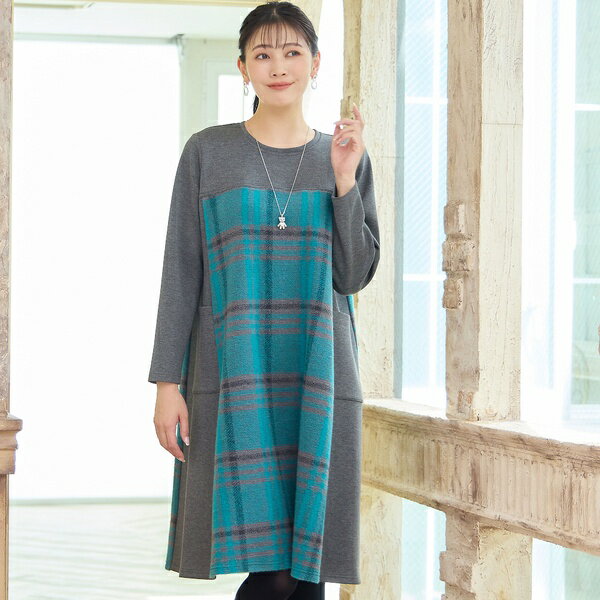 【WEB限定カラーあり・3L/4Lサイズあり】スライバーチェックワンピース／ミゼール（missel）