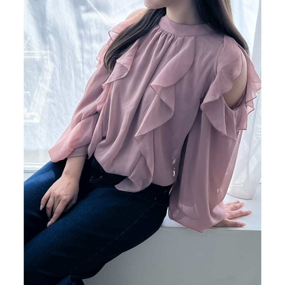 2025秋冬新作 バックリボンフリルブラウス／ミッシュマッシュ（MISCH MASCH）