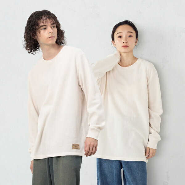 裏起毛ワッフル 長袖Tシャツ／パープル＆イエロー（Purple ＆ Yellow）