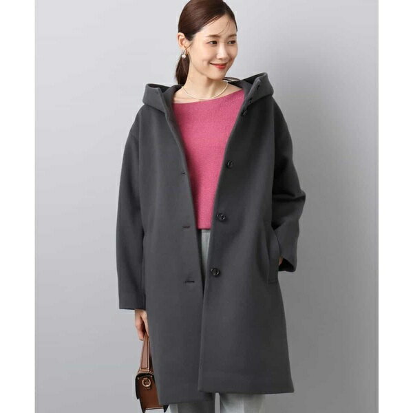 【ウール100%】SUPER100'sウール フーデットミドルコート／MK ミッシェルクラン（MK MICHEL KLEIN ）(4.0)