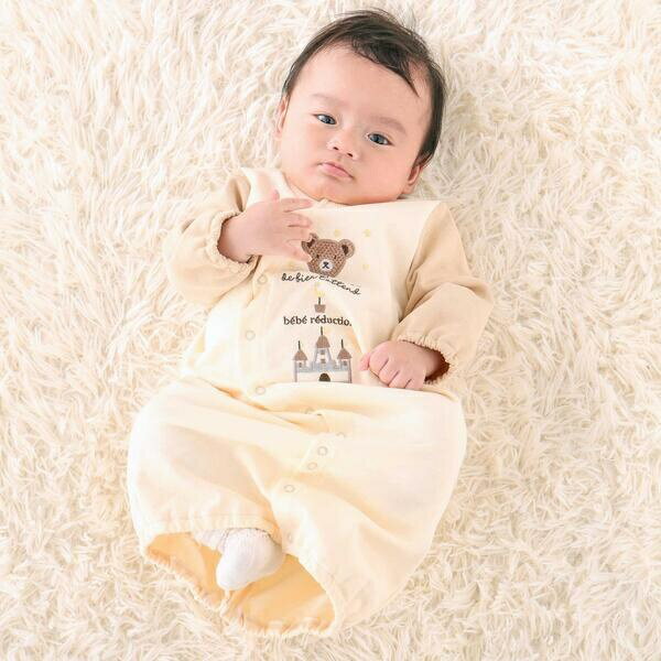 裏毛クマパッチ長袖2wayオール(50~75cm)／フィヨ デュ ベベ ルダクティオン（fillot de bebe reduction）