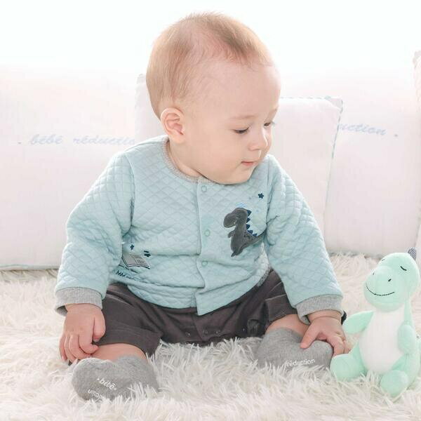 【お揃い】キルト恐竜パッチ切り替えカバーオール(70~80cm)／フィヨ デュ ベベ ルダクティオン（fillot de bebe reduction）