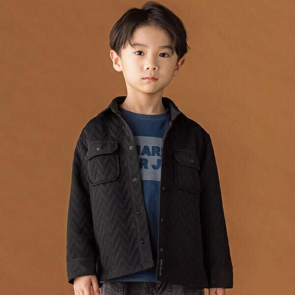 【店舗限定】ジグザグキルトジャガードシャツジャケット(95~150cm)/ベベ プチ ポワ ヴェール(BeBe Petits Pois Vert)