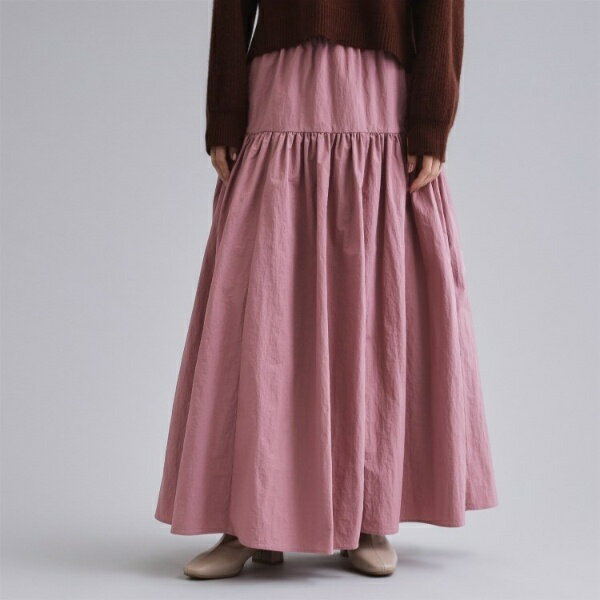 【es】ナイロンティアードマキシスカート【洗濯機OK】／オペークドットクリップ（OPAQUE.CLIP）