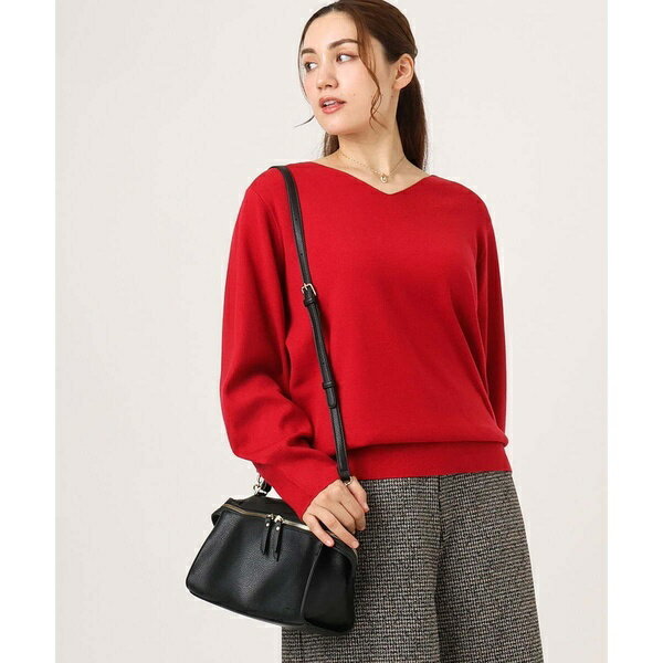 【大きいサイズ/新色追加】Vネックパフスリーブニット／エウルキューブ（eur3）